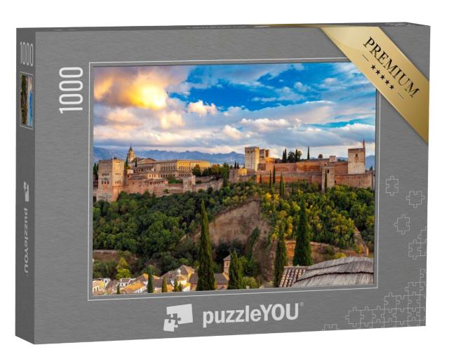 Puzzle 1000 Teile „Die Alhambra im wunderschönen Sonnenuntergang, Granada, Spanien“