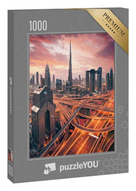 Puzzle 1000 Teile „Wunderschöner Sonnenaufgang über Downtown Dubai“