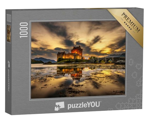 Puzzle 1000 Teile „Atemberaubender Sonnenuntergang über Eilean Donan Castle, Schottland“