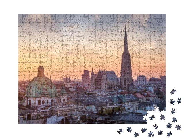 Puzzle 1000 Teile „Wiener Skyline mit Stephansdom, Österreich“