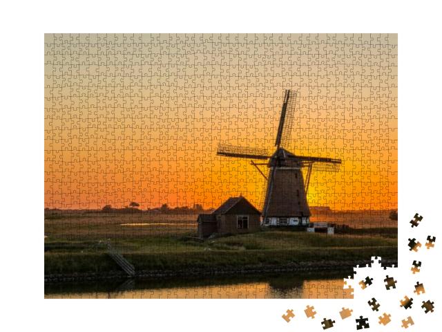 Puzzle 1000 Teile „Windmühle auf der Insel Texel, Niederlande“