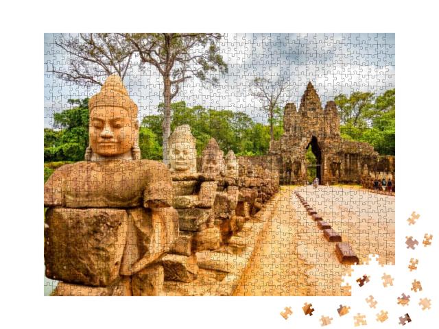 Puzzle 1000 Teile „Skulpturen am Südtor des Angkor Thom, Siem Reap, Kambodscha“