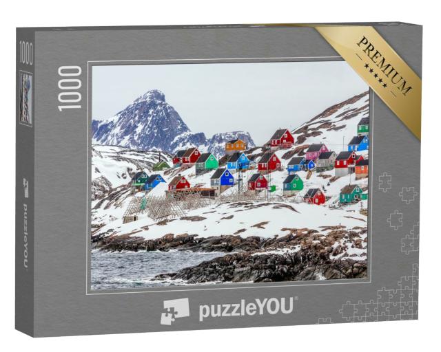 Puzzle 1000 Teile „Das Dorf Kangamiut, Grönland Mitte 2015“
