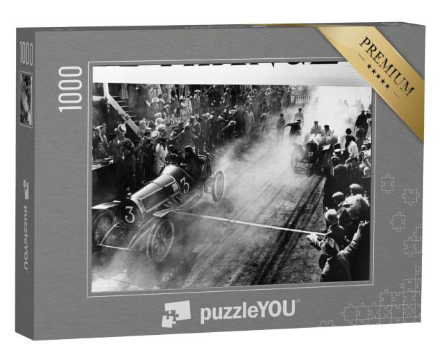 Puzzle 1000 Teile „Überquerung der Ziellinie bei einem historischen Autorennen“