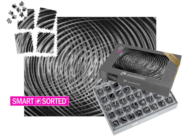 SMART SORTED® | Puzzle 1000 Teile „Linien-Design in Silber und Schwarz“