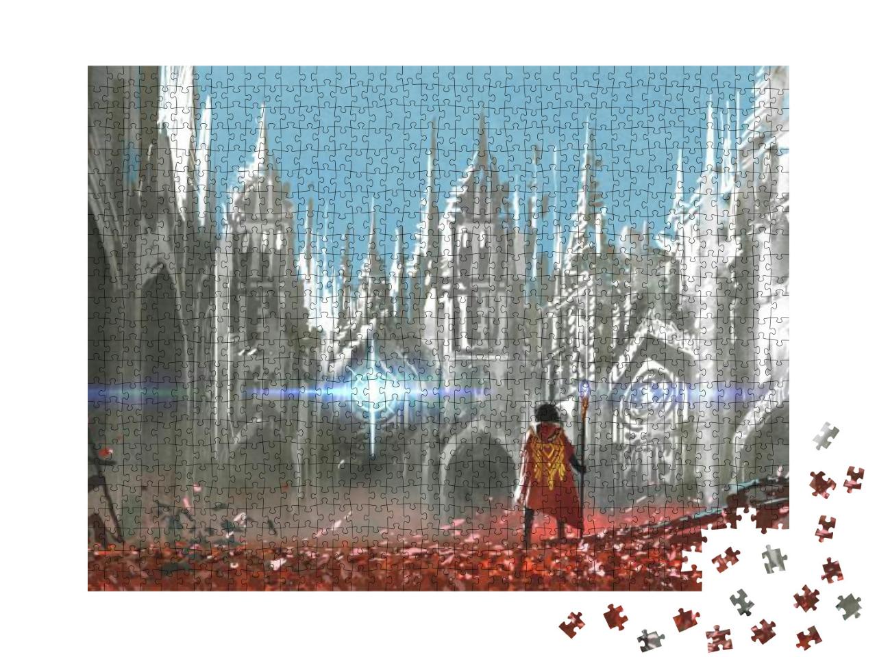 Puzzle 1000 Teile „Der Ritter und das geheimnisvolle Licht“