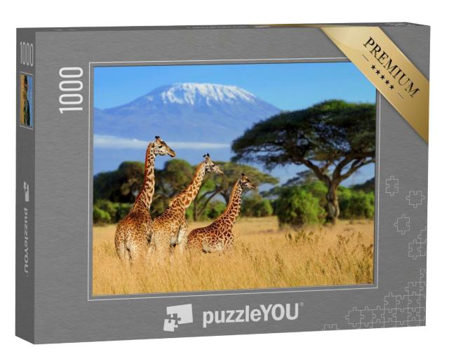 Puzzle 1000 Teile „Giraffen vor dem Kilimandscharo, Nationalpark von Kenia, Afrika“