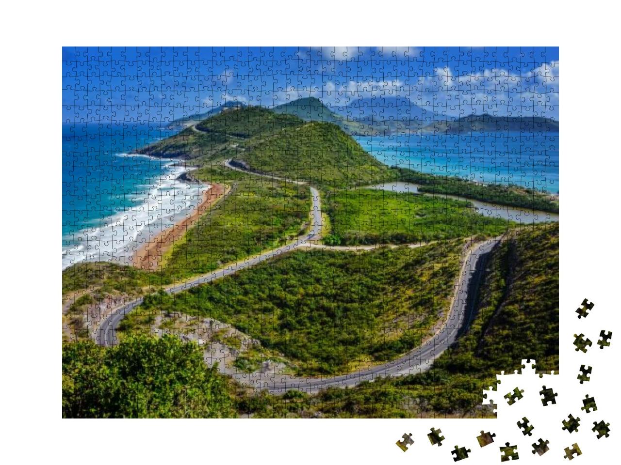 Puzzle 1000 Teile „Serpentinenstraßen-Panorama, Karibik“
