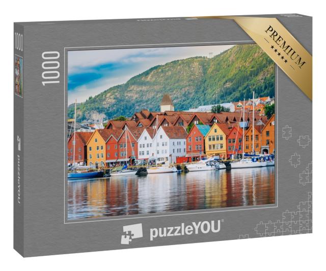 Puzzle 1000 Teile „Historisches Bryggen, Stadt Bergen, Norwegen, UNESCO-Welterbe“