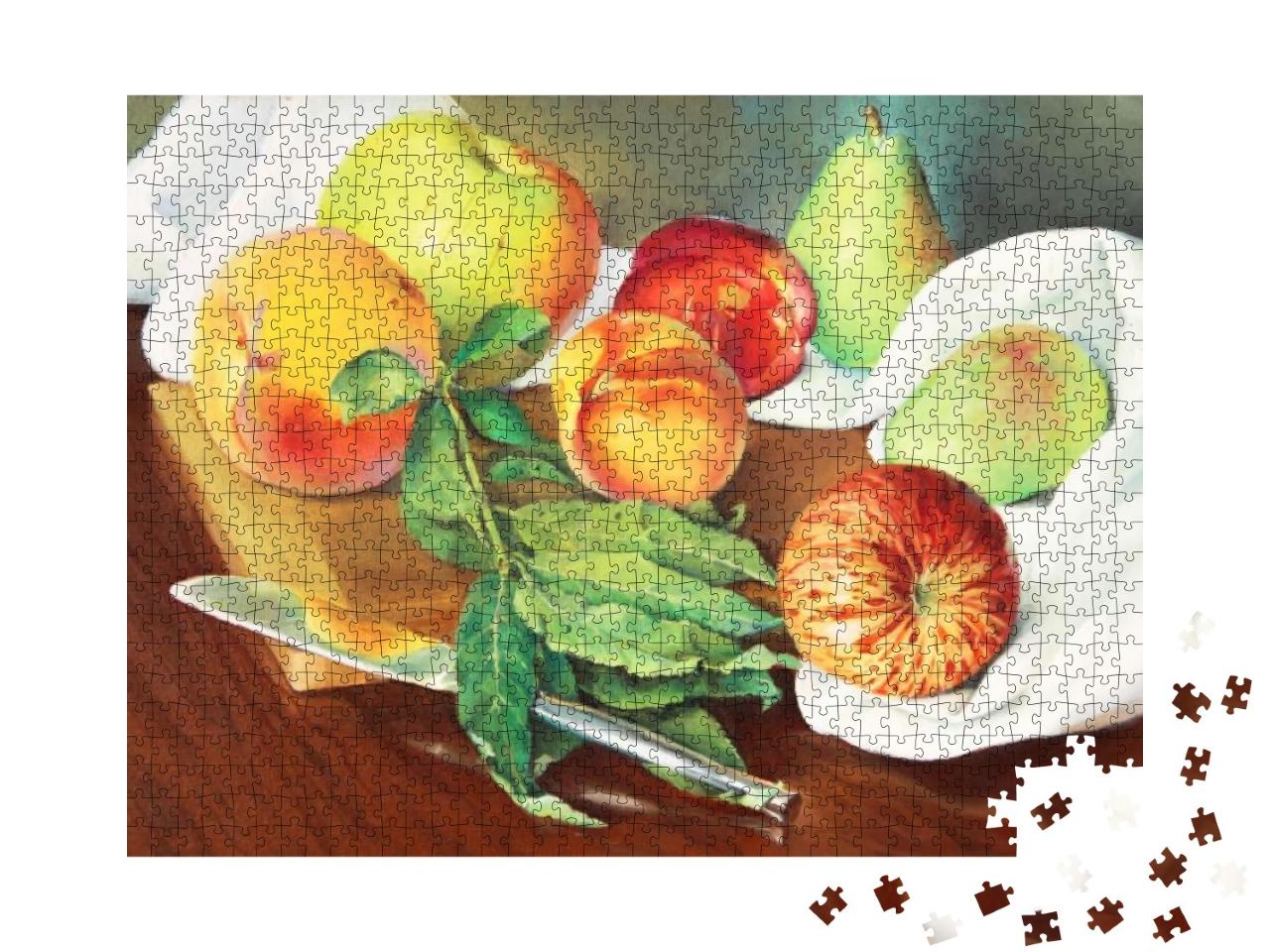 Puzzle 1000 Teile „Stillleben mit Pfirsichen, Birnen und Äpfeln“