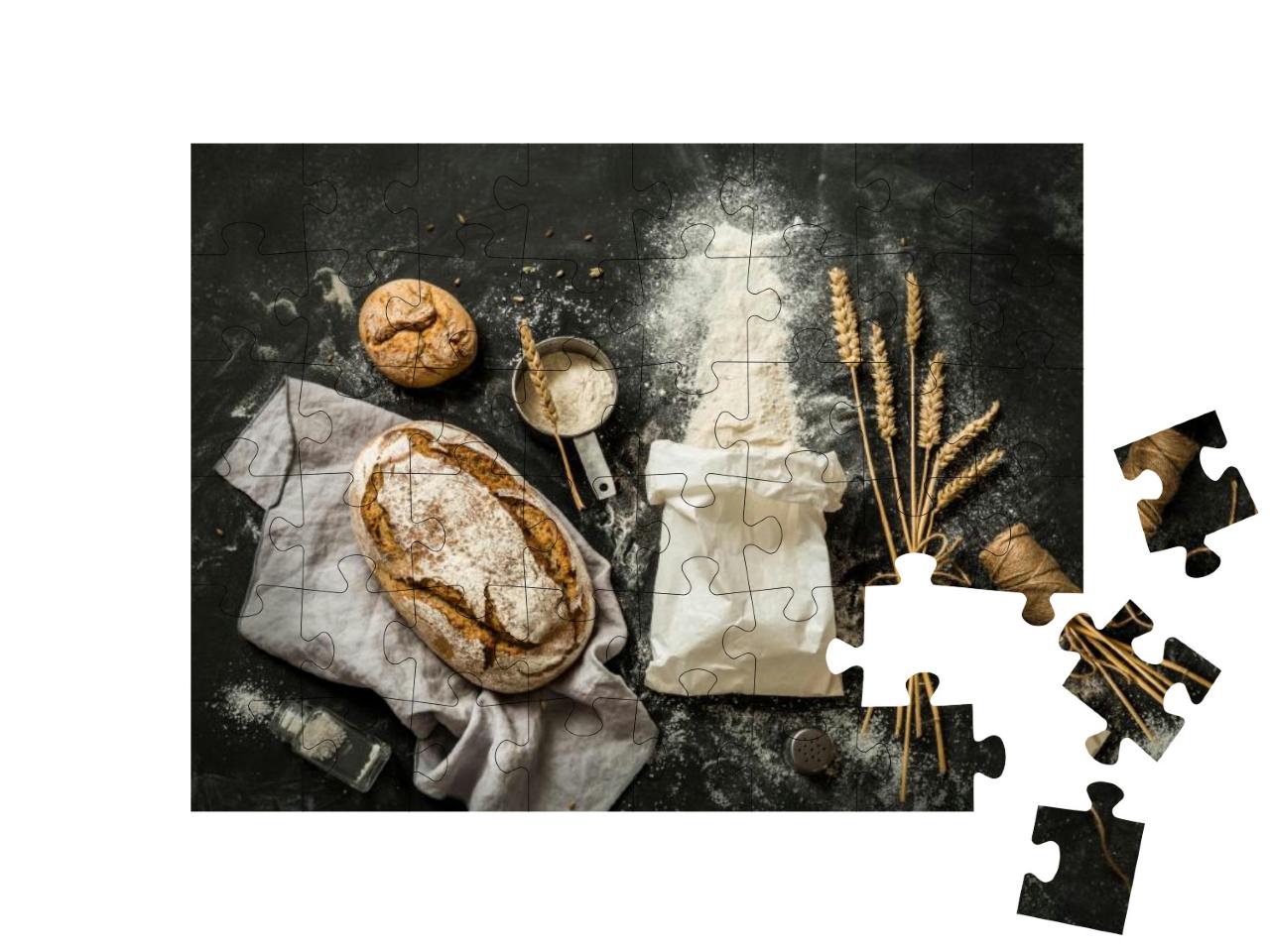 Puzzle 48 Teile „Rustikales Brot und Mehl“