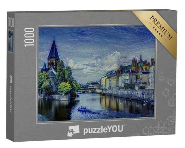 Puzzle 1000 Teile „im Kunst-Stil von van Gogh, Sternennacht - Metz, Lothringen - Puzzle-Kollektion Künstler & Gemälde“