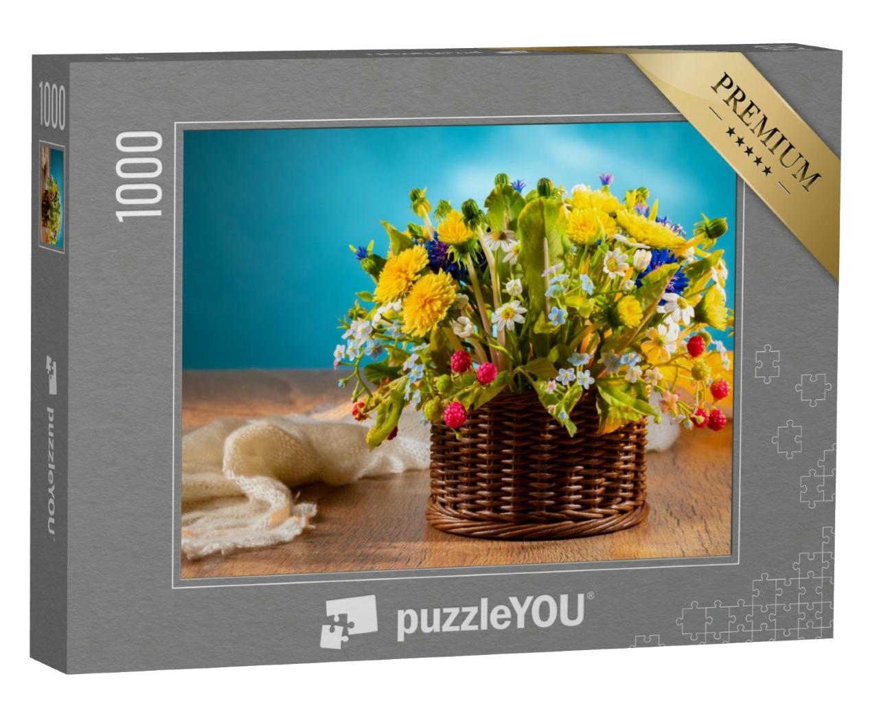 Puzzle 1000 Teile „Korb mit Wildblumen “