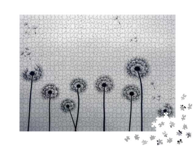 Puzzle 1000 Teile „Pusteblumen im Regen “