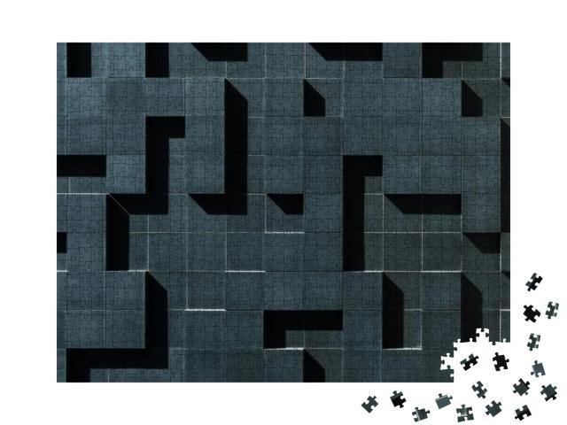Puzzle 1000 Teile „Schwarze dreidimensionale Wand mit geometrischem Muster“