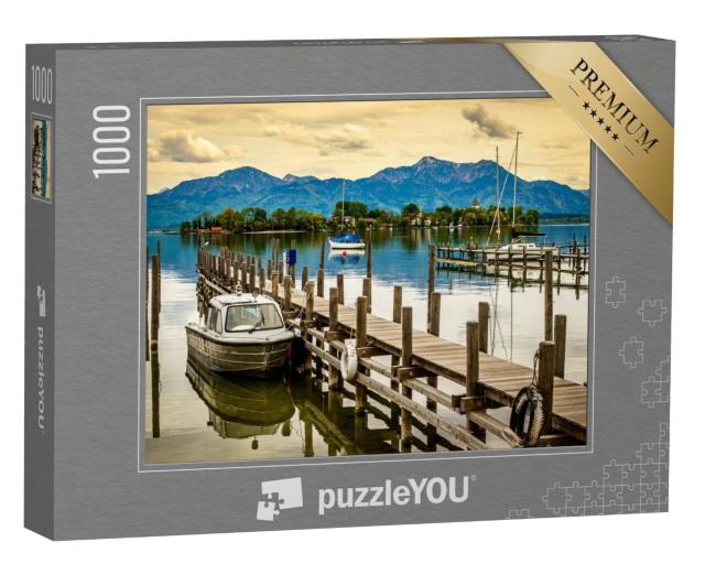 Puzzle 1000 Teile „Bootssteg am Chiemsee bei Gstadt, Deuschland“