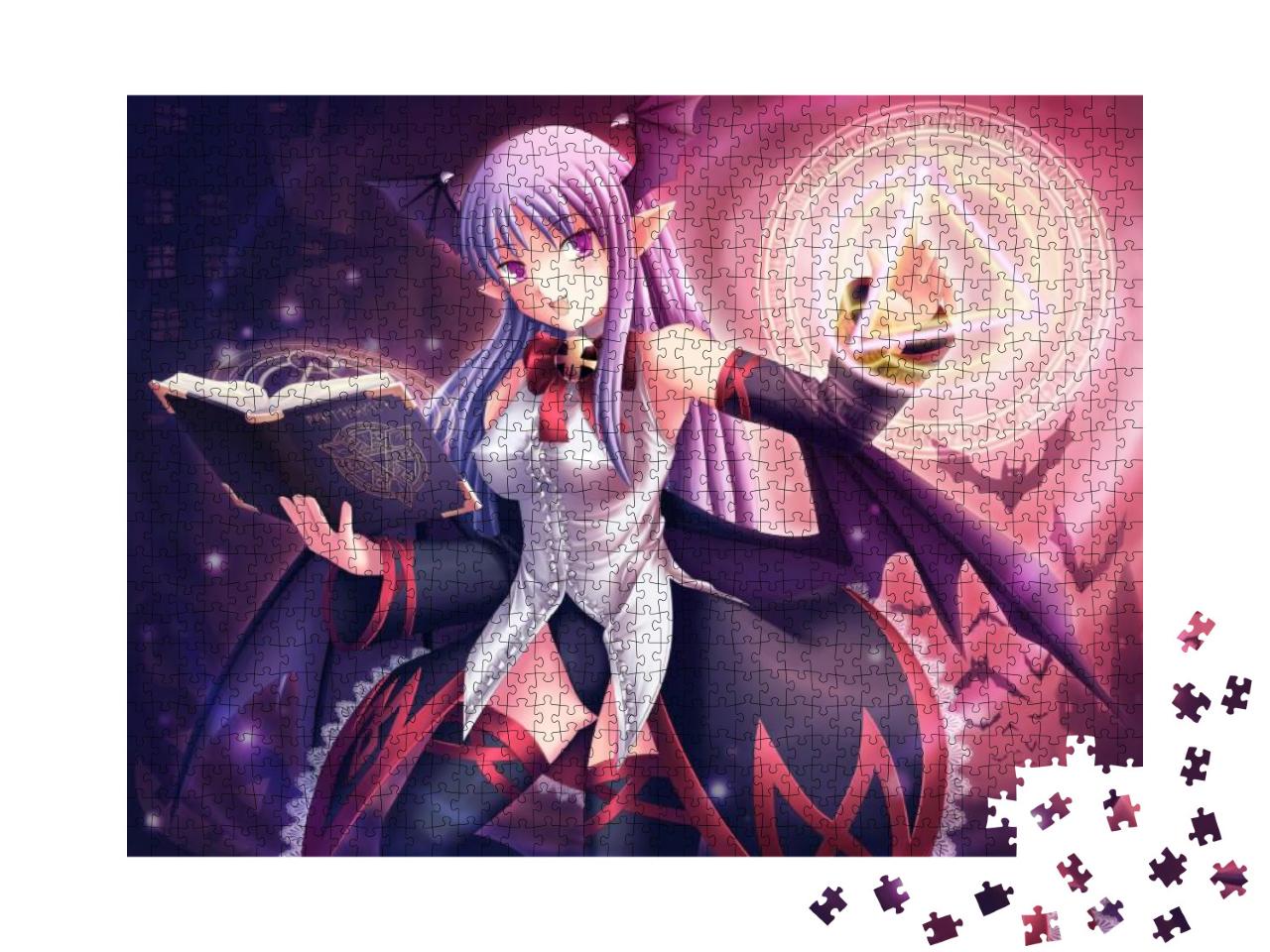 Puzzle 1000 Teile „Eine Hexe im Anime-Stil spricht einen Zauberspruch“