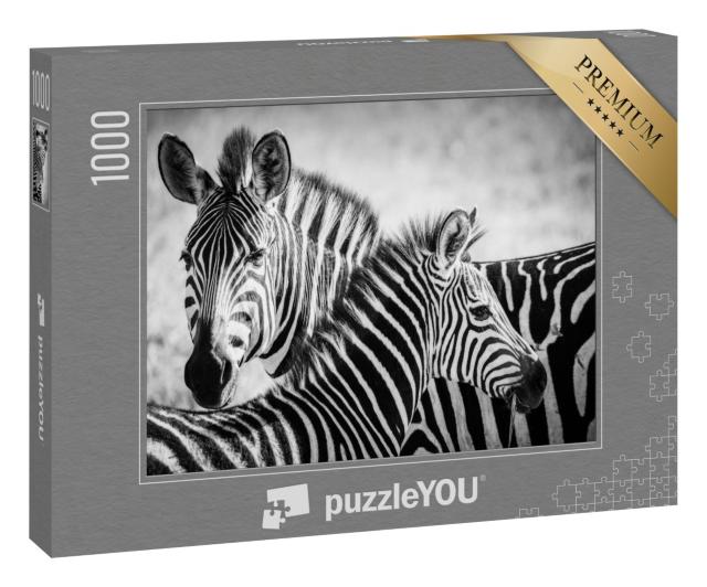 Puzzle 1000 Teile „Zebramutter und Junges im Serengeti-Nationalpark“