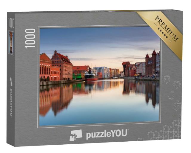 Puzzle 1000 Teile „Sonnenuntergang über Danzig am Motlawa Fluss, Polen“