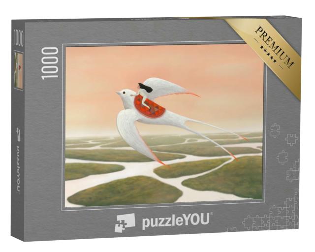 Puzzle 1000 Teile „Flug auf weißer Taube in die Freiheit“