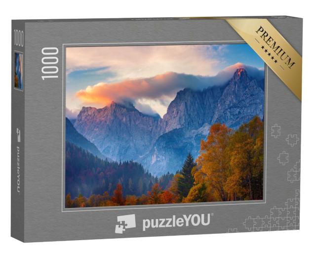 Puzzle 1000 Teile „Triglav Berggipfel bei Sonnenaufgang, Slowenien, Triglav National Park“