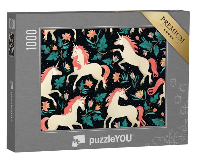 Puzzle 1000 Teile „Einhörner im Feenwald“
