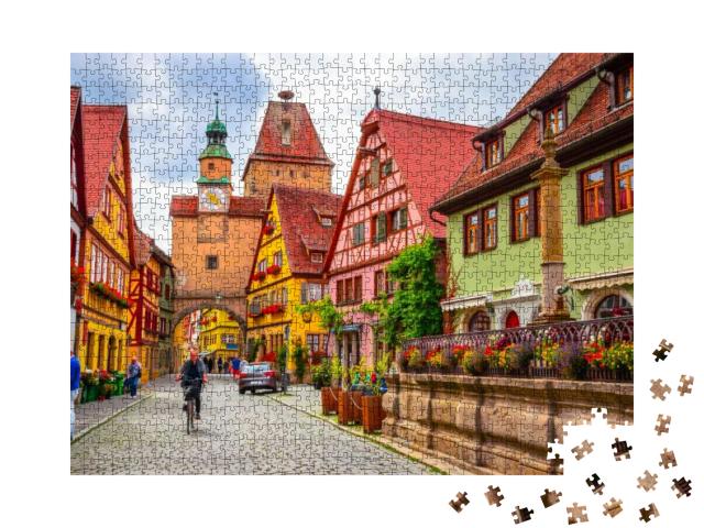 Puzzle 1000 Teile „Wunderschönes Rothenburg ob der Tauber, Bayern, Deutschland“
