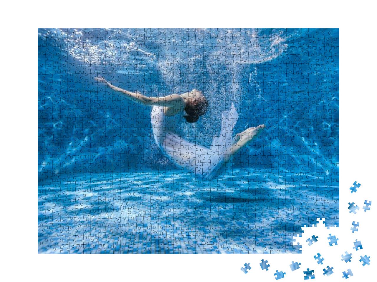 Puzzle 1000 Teile „Tanzende Frau unter Wasser“