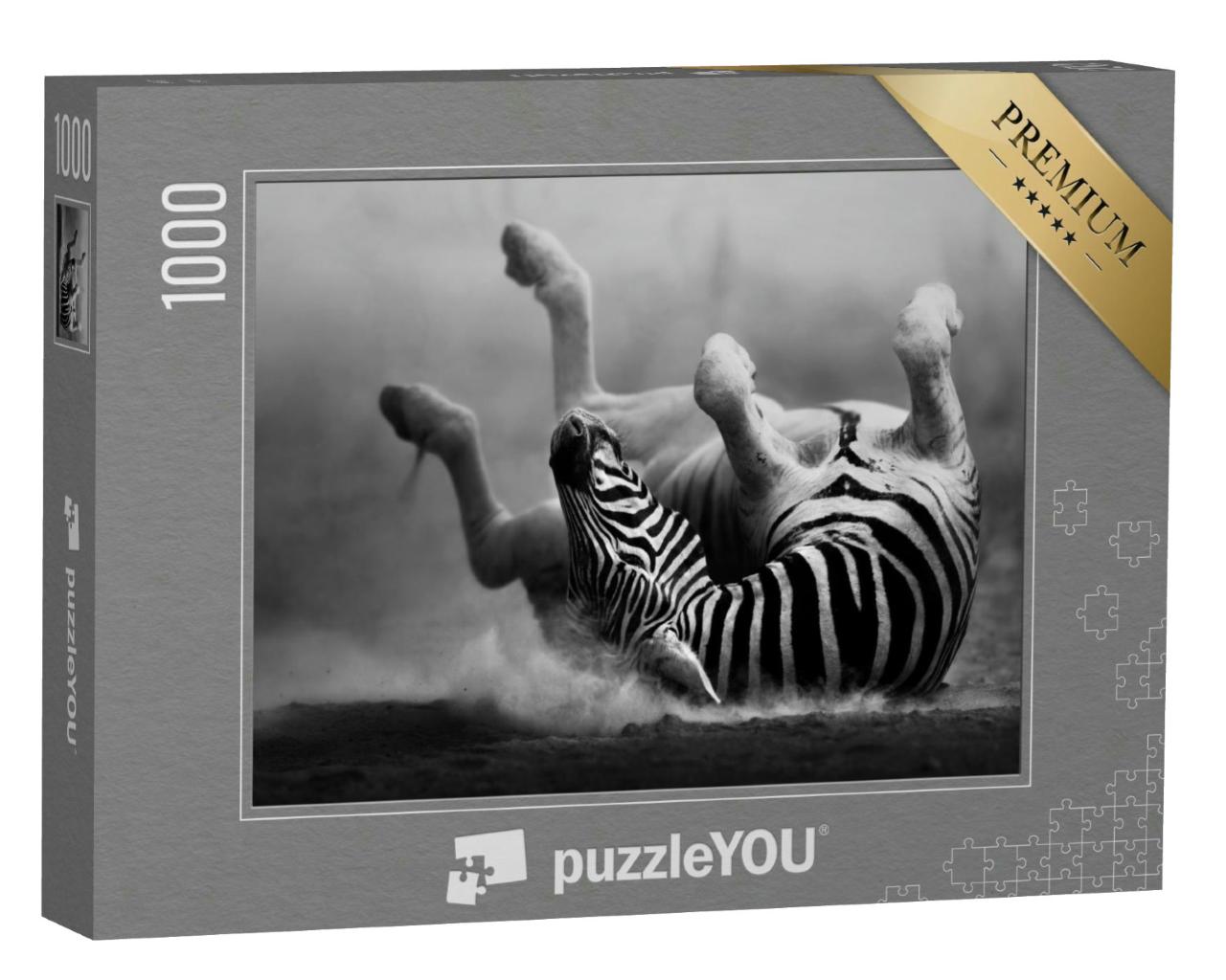 Puzzle 1000 Teile „Zebra, das sich im Staub wälzt“