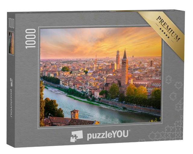 Puzzle 1000 Teile „Sonnenuntergang über Verona, Region Venetien, Italien“