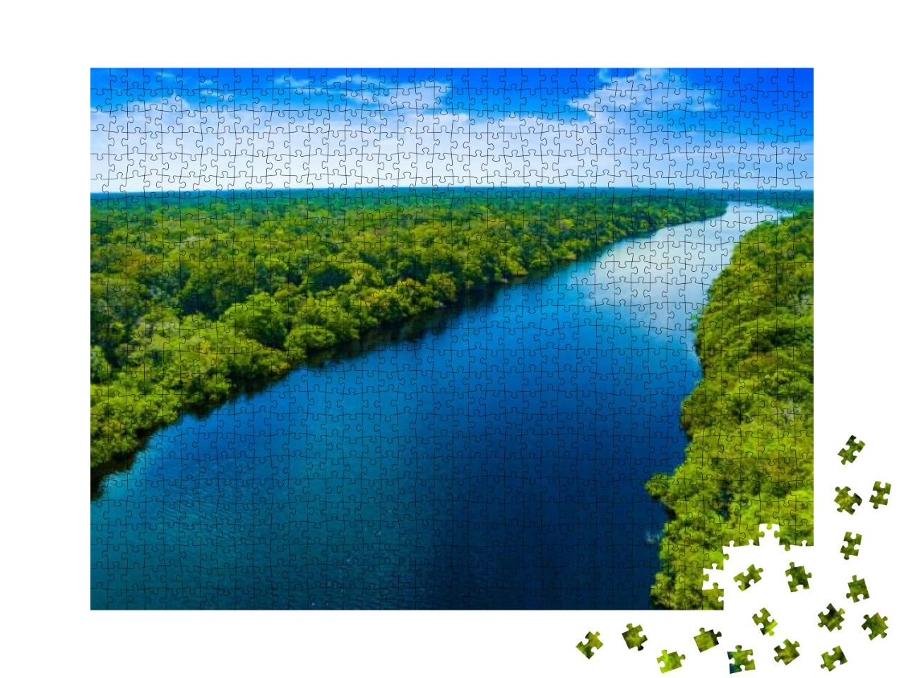 Puzzle 1000 Teile „Blauer Amazonas im grünen Regenwald, Brasilien“