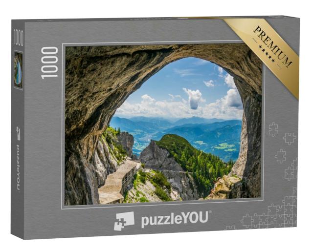 Puzzle 1000 Teile „Blick auf die Berchtesgadener Alpen von der Eisriesenwelt in Österreich“