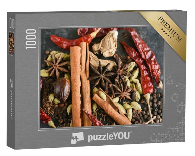 Puzzle 1000 Teile „Indisches Curry-Masala mit Zimtstangen und Sternanis“