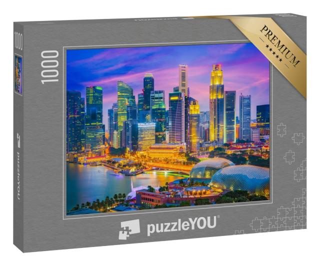 Puzzle 1000 Teile „Skyline von Singapur im Abendlicht“