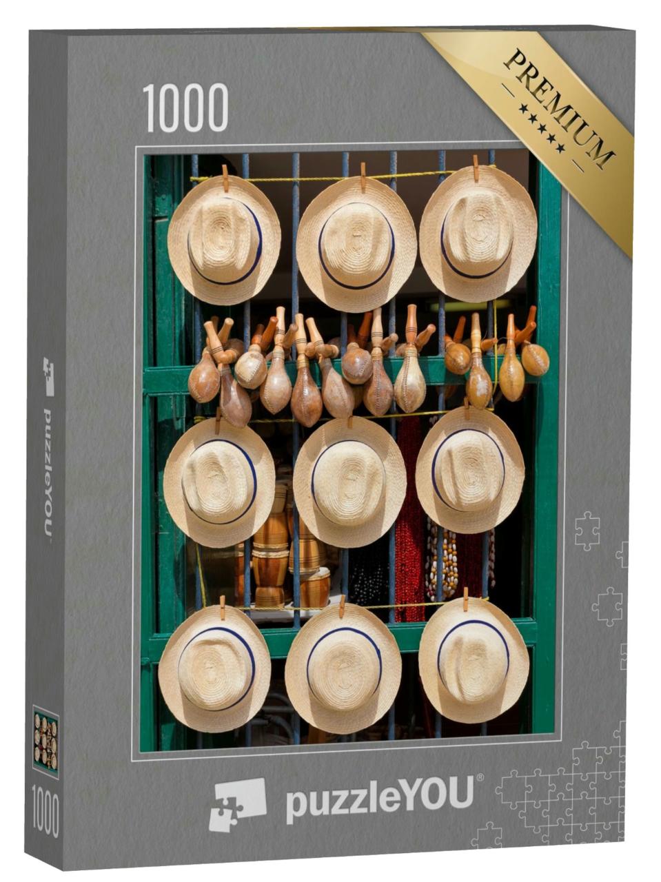 Puzzle 1000 Teile „Hüte, Musikinstrumente, Halsketten zum Verkauf in Havanna, Kuba“