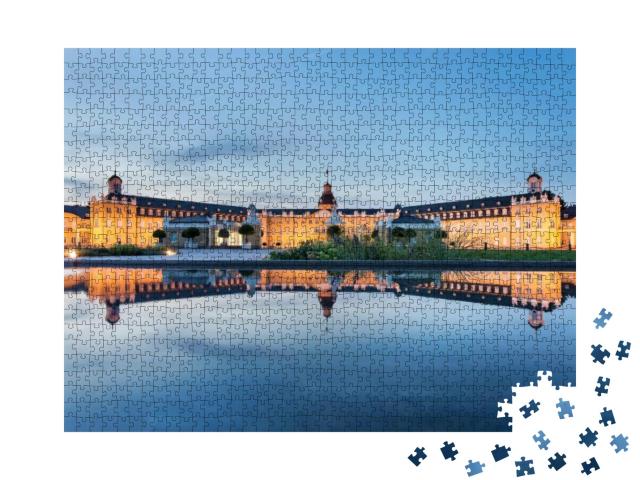 Puzzle 1000 Teile „Karlsruher Schloss am Sommerabend“
