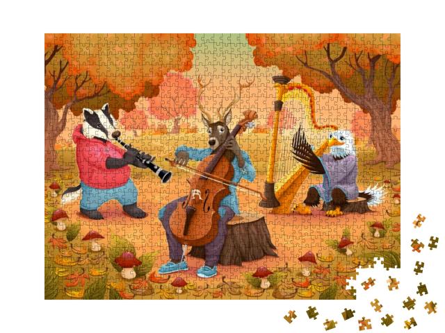 Puzzle 1000 Teile „Tierische Musikanten im Wald“