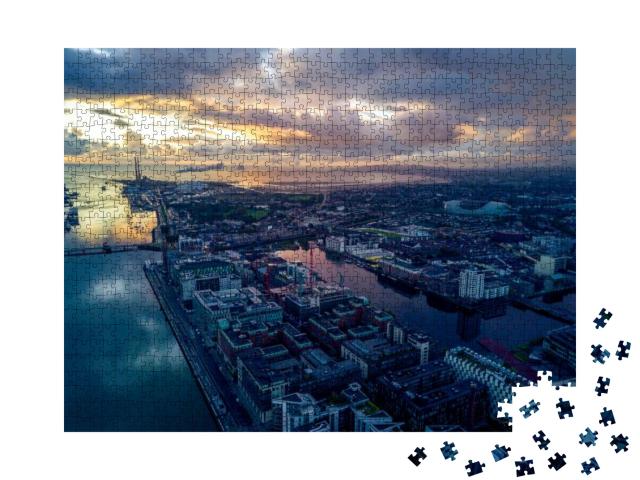 Puzzle 1000 Teile „Dublin Docks am Abend, Irland“