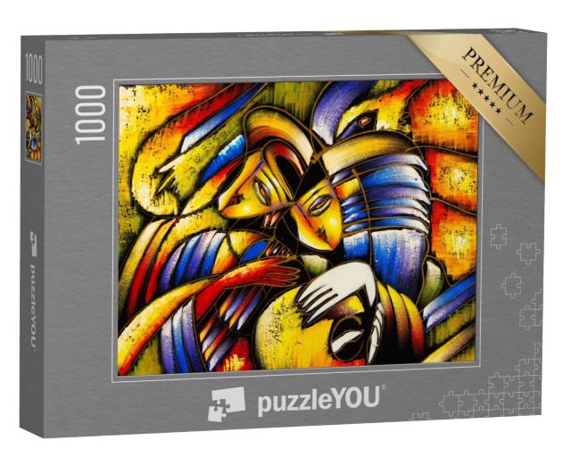 Puzzle 1000 Teile „Ölgemälde: ein abstraktes Gesicht als Motiv“