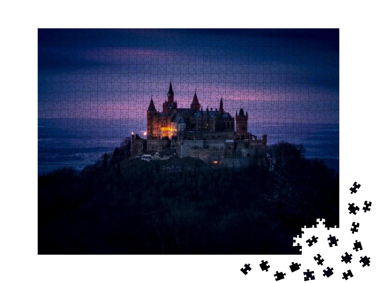 Puzzle 1000 Teile „Nachtansicht der Burg Hohenzollern auf der Schwäbischen Alb, Deutschland“