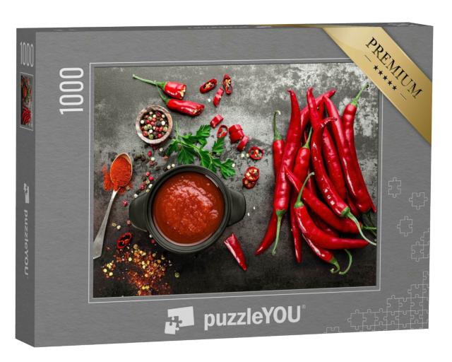 Puzzle 1000 Teile „Scharfe Chilisauce, Ketchup“
