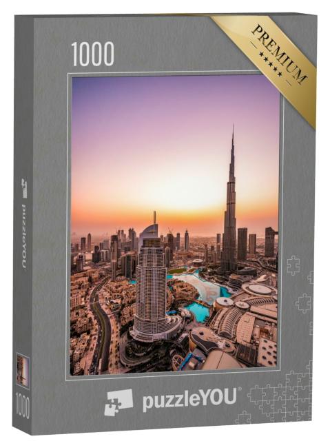 Puzzle 1000 Teile „Downtown Dubai im Sonnenuntergang“