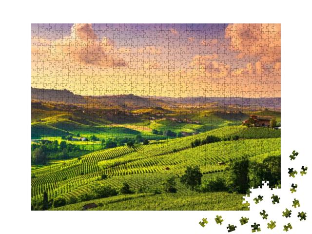 Puzzle 1000 Teile „Weinberge im Piemont, Italien“