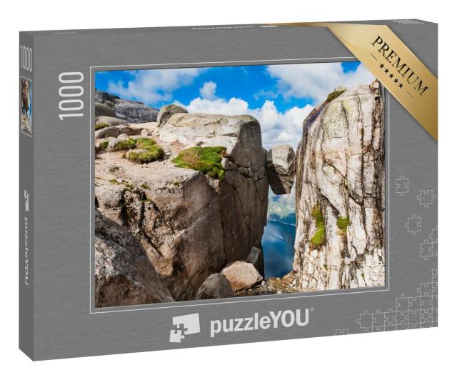 Puzzle 1000 Teile „Kjeragbolten: Wahrzeichen auf dem Berg Kjerag, Norwegen“