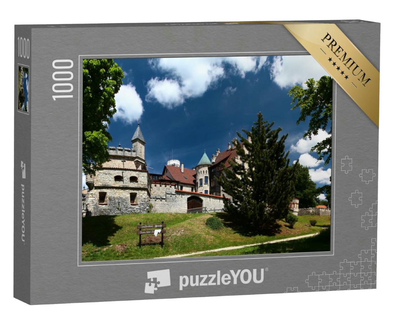 Puzzle 1000 Teile „Sommerliche Ansicht von Schloss Lichtenstein“