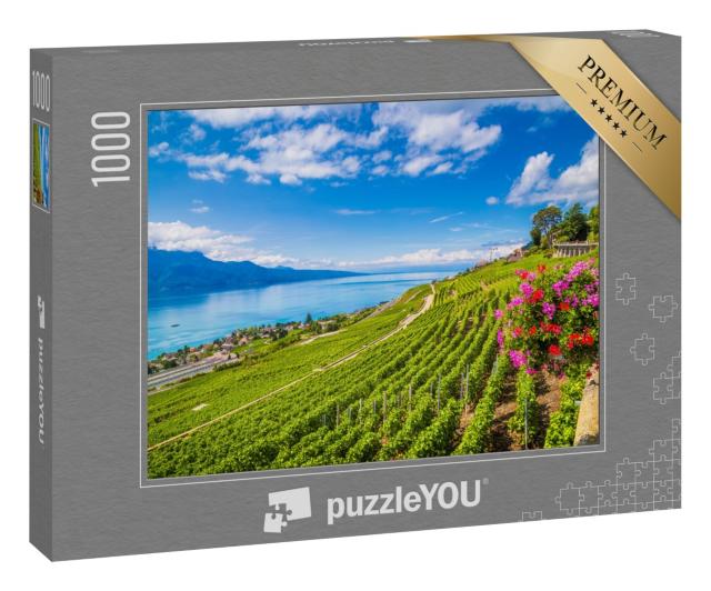 Puzzle 1000 Teile „Wunderschöne Weinbergterrassen von Lavaux, UNESCO-Weltkulturerbe, Schweiz“
