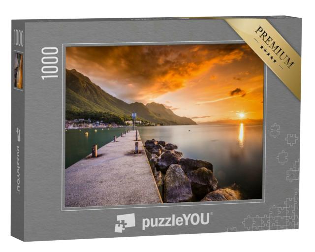 Puzzle 1000 Teile „Sonnenuntergang über Wallis in den Schweizer Alpen“