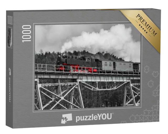 Puzzle 1000 Teile „Dampflokomotive in Oberwiesenthal, Sachsen“