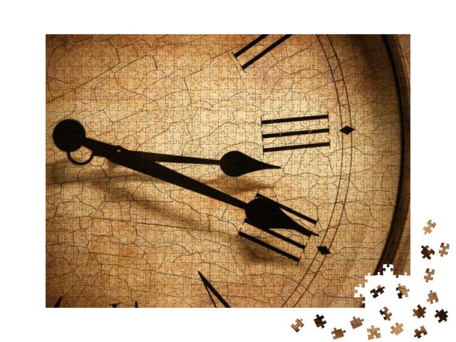 Puzzle 1000 Teile „Klassisches Uhrenziffernblatt mit Rissen“