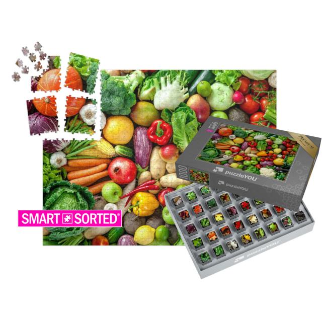 SMART SORTED® | Puzzle 1000 Teile „Sortiment von frischem Obst und Gemüse“